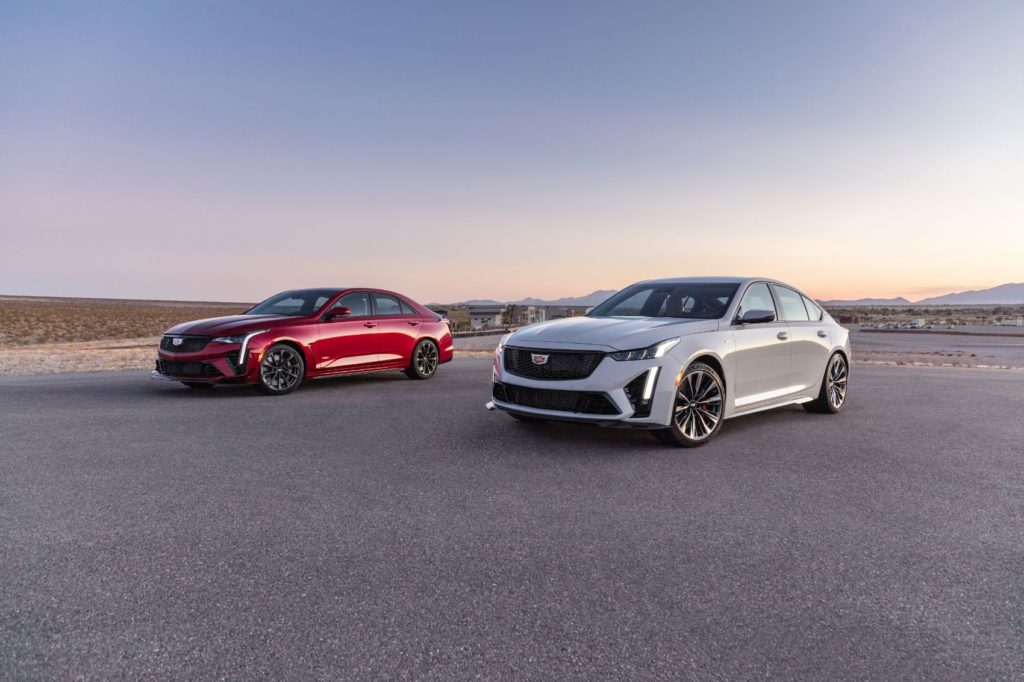 2022 Cadillac CT4-V (left) and CT5-V-Blackwing.