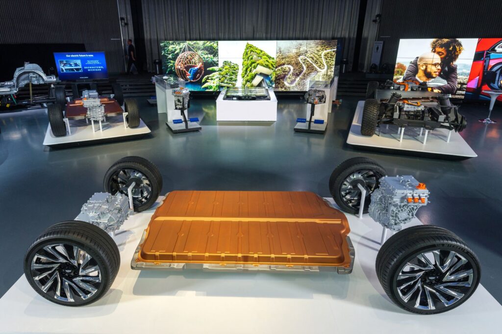 General Motors reveals its new modular platform and battery system, Ultium, Wednesday, March 4th, 2020, at the Design Dome on the GM Tech Center campus in Warren, Michigan.