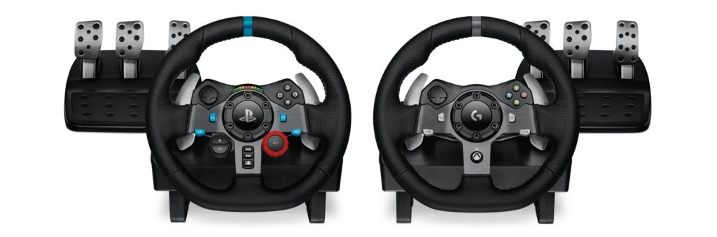 Logitech G29 (left) for PlayStation and G920 for XBox.