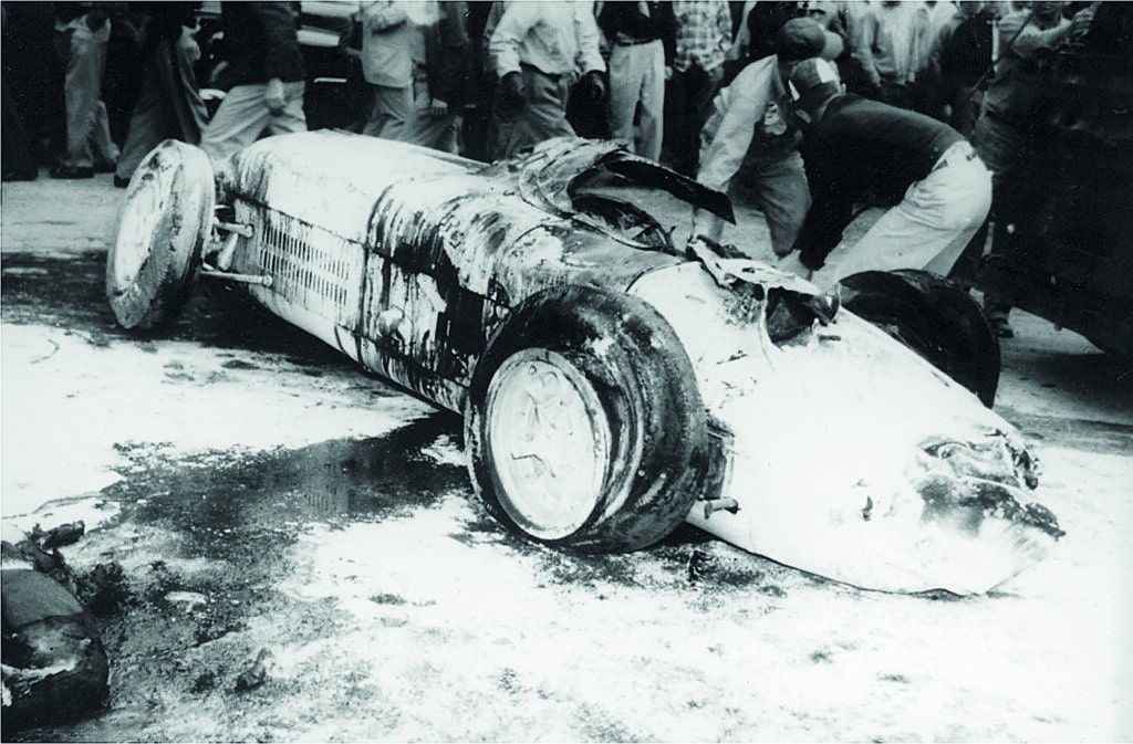 (Best Car Books) When he was 11, Dr. Olvey attended his first race, the 1955 Indianapolis 500. Young Olvey’s favorite driver, Bill Vukovich, was killed during a multi-car crash on the 57th lap. Photo from Rapid Response published by Evro Publishing.