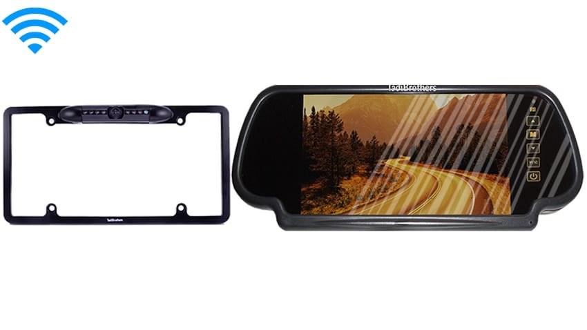 TadiBrothers License Plate Backup Camera w/ Rearview Mirror Monitor